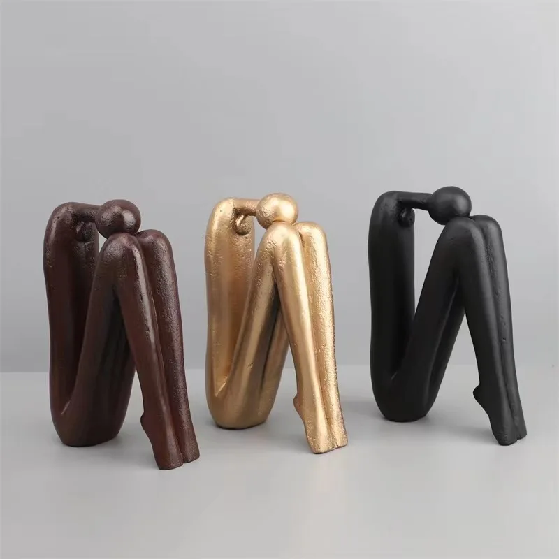 Resin Handicrafts Abstract Figure Sculpture Backrest Person Thinker Decorative Figurines Home Decoration Accessories