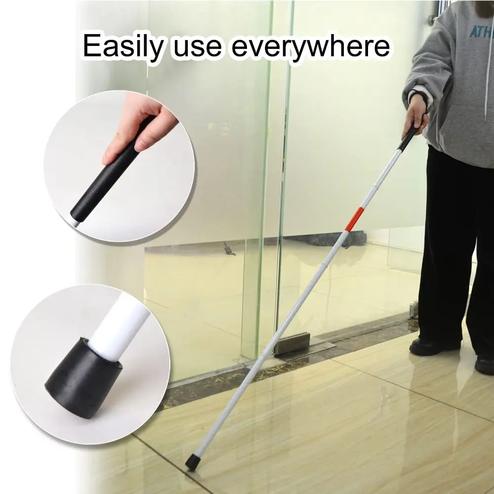 Aluminum Alloy Blind Walking Stick Reflective Anti-slip Grip Hiking Trekking Pole Durable Portable Folding Cane Outdoor