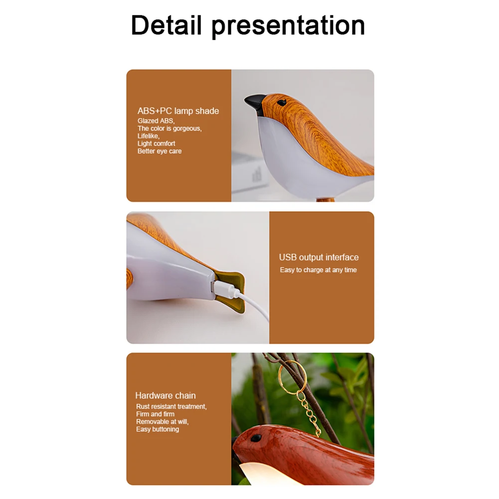 Lámpara de escritorio pequeña, lámpara de noche inalámbrica recargable con Sensor táctil, lámpara de colibrí para dormitorio, mesita de noche