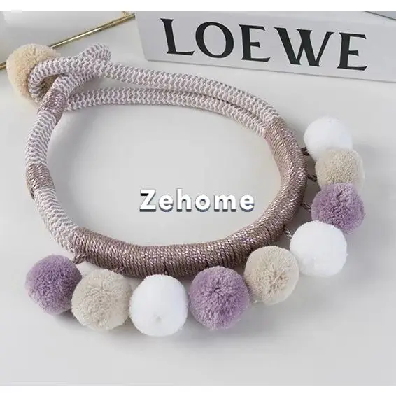 New American hook free punching curtain hanging ball accessories strap strap living room decorative ball light luxury