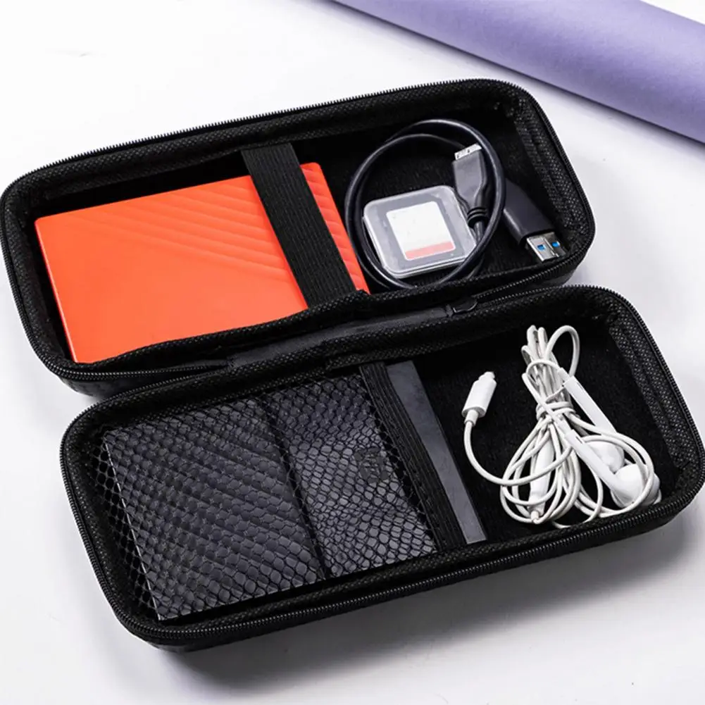 Practical Shock Absorption Mobile Hard Disk Drive Storage Case EVA Headphone Storage Bag Mesh Pocket Office Supply