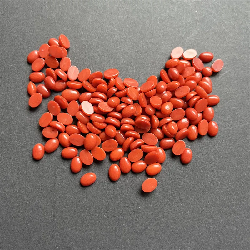 5*7MM New Fashion Orange Coral Flat Back Cabochon Natural Stone Beads For DIY Jewelry Handmade Craft Making Ring Hat Bag Gift