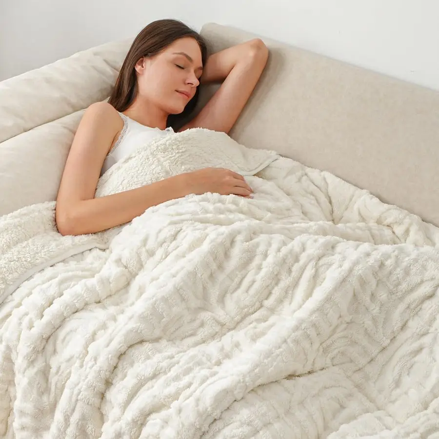 

Jacquard Fleece Weighted Blanket Queen Size 60 x 80 15lbs, Ultra Soft Cozy Sherpa Weighted Blankets for Adults, Ultra Fuzzy Heav