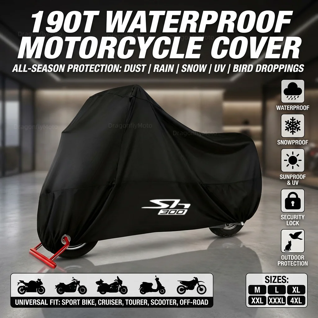

For Honda SH300 SH 300 SH300I SH 300I I 190T Waterproof Motorcycle Covers Motors Dust Rain Snow UV Protector Cover Outdoor