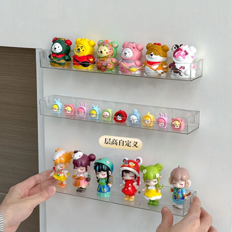 Wall Mounted Toys Figures Storage Rack Floating Shelf Transparent PET Display Stand Pop Figures Blind Box Organizer Holder Case