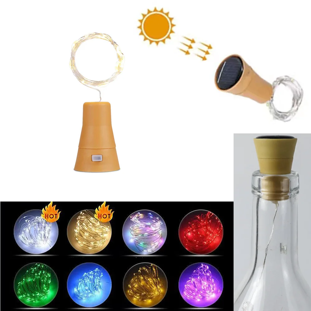 

Solar Wine Bottle Lights Led Copper Wire Fairy Lights Waterproof Garland Cork String Lights DIY Christmas bar Wedding Decor