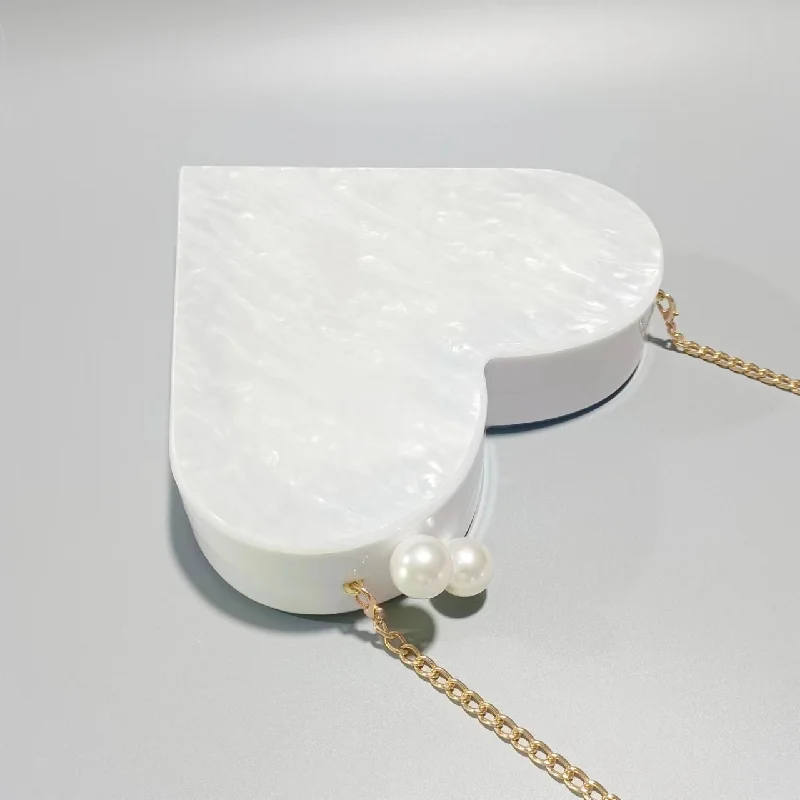 

Heart Shape New Crossbody Bag Peach Shoulder Evening Wedding Beach Pearlized Acrylic Party Branded Luxury Handbag Small Wallet