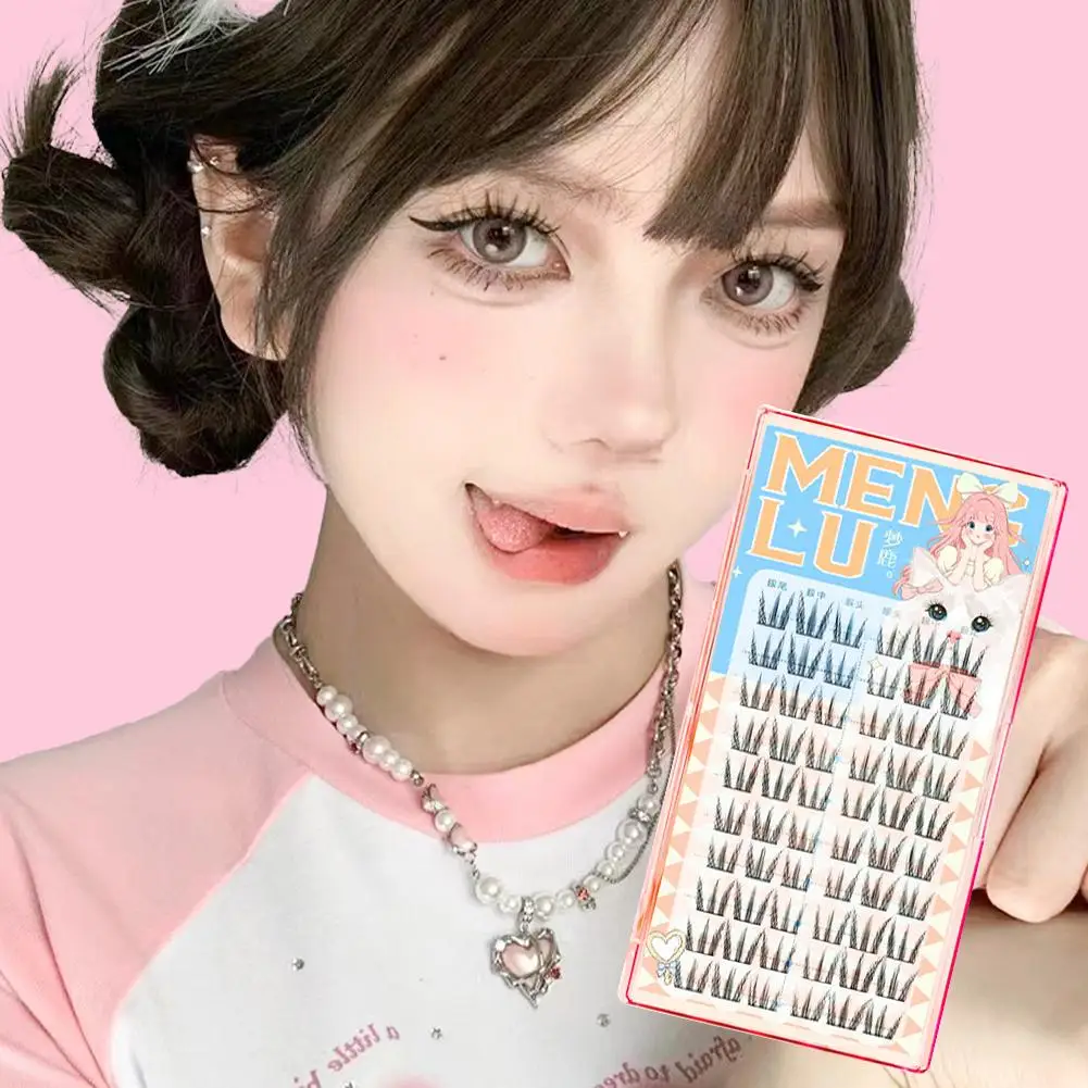 自己粘着式DIYまつげ、接着剤不要、再利用可能、5Dエクステンションクラスター、マンガ風ふわふわメイク、アイドルまつげDIY、韓国風まつげ、W4A0