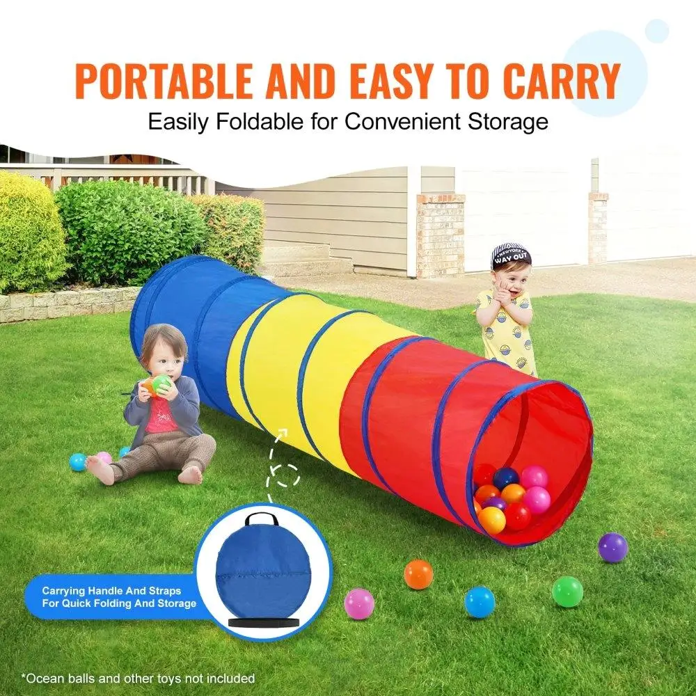 Play Tunnel Tent for toddlers Colorful Pop Up Crawling Toy Collapsible Indoor Outdoor Multicolor