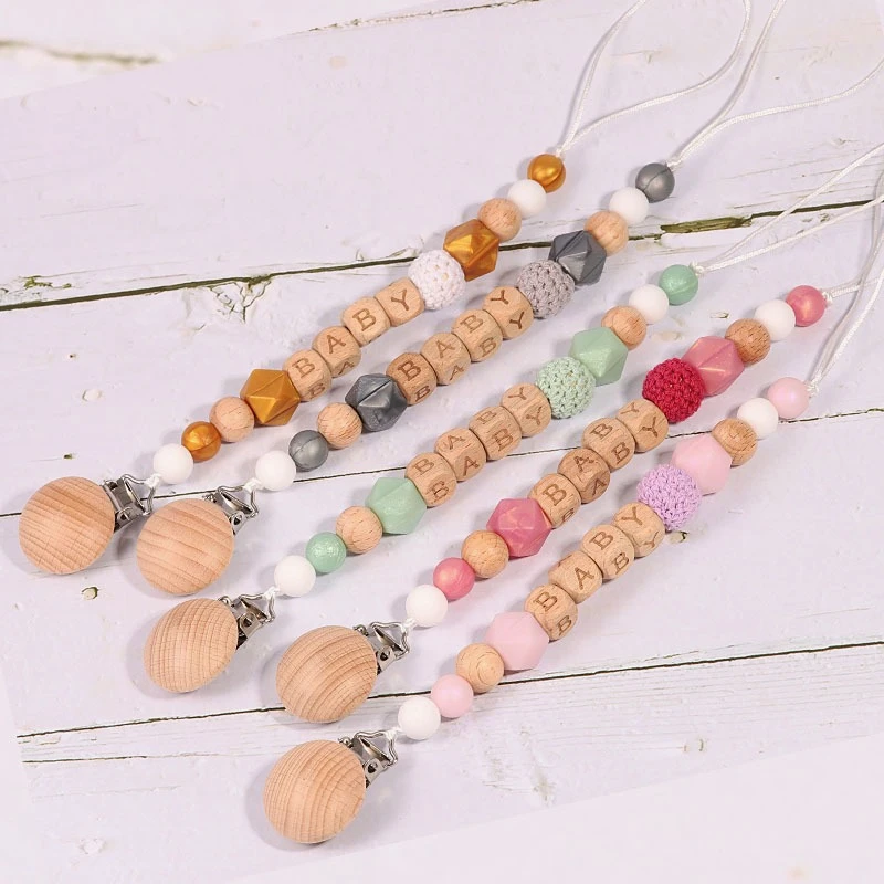 

New Custom Baby Personalized Name Pacifier Clips Teethers Toys Dummy Nipples Holder Clip Chain Babies Accessories Newborn Gifts