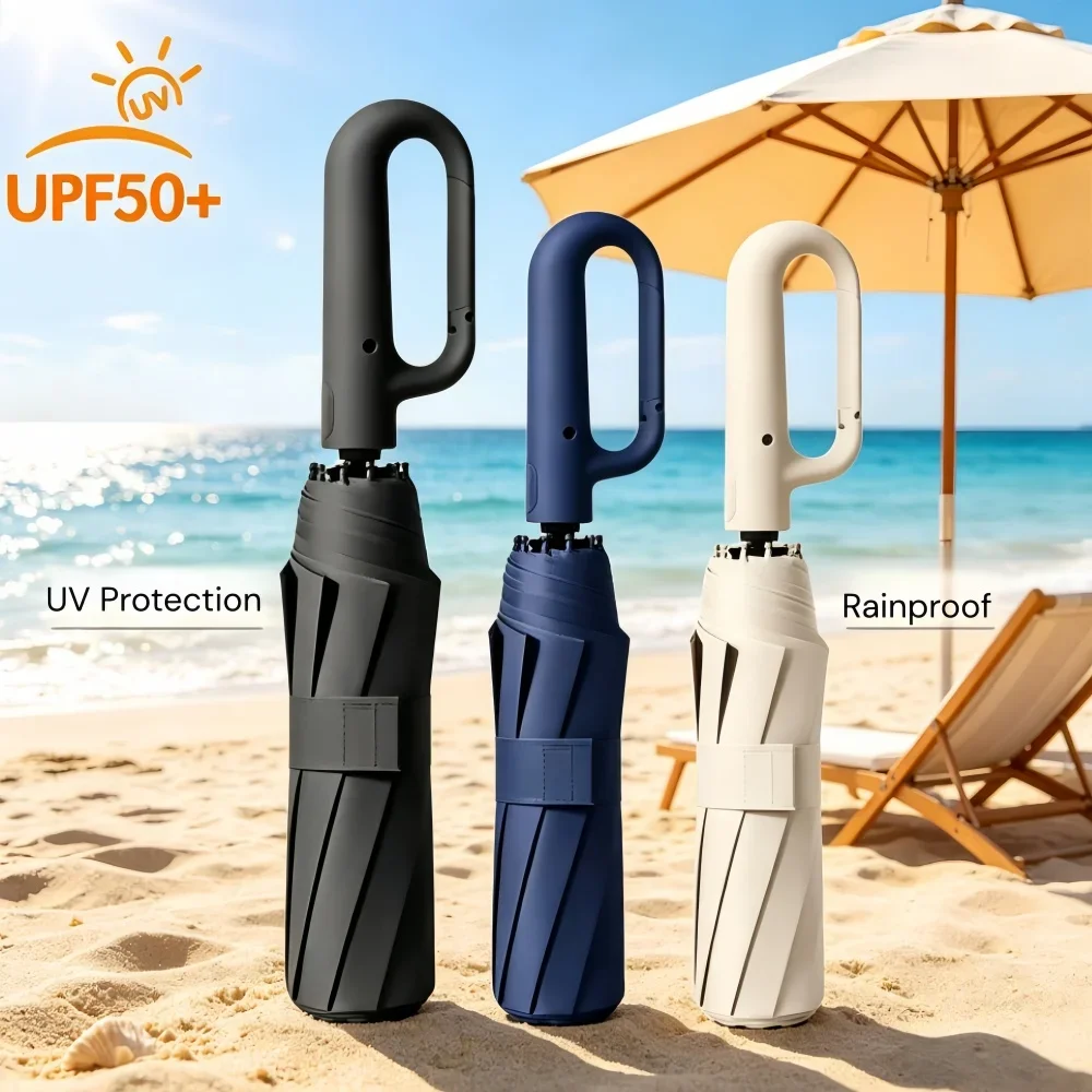 

Strong Windproof Automatic Umbrella Sunshade UV Protection Folding Men's Umbrella Buckle Rain Large Parasol for Women