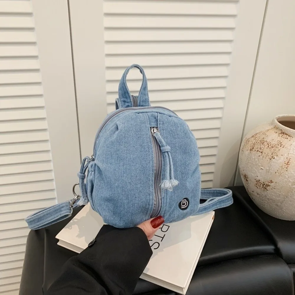 New Soft Denim Denim Backpack Vintage Washed Lightweight Crossbody Bag Versatile Multi Purpose Travel Mini Purse Women Girls