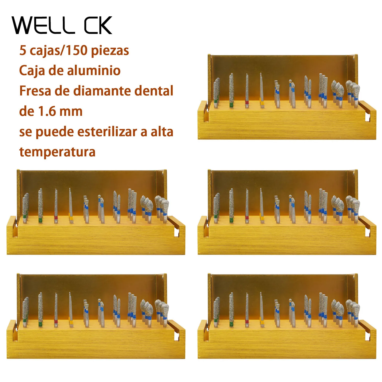 5 Set Dental 30pcs/box Dental Diamond Burs Drill Disinfection Block High Speed Handpiece Burs Holder Alumimum Instrument Set