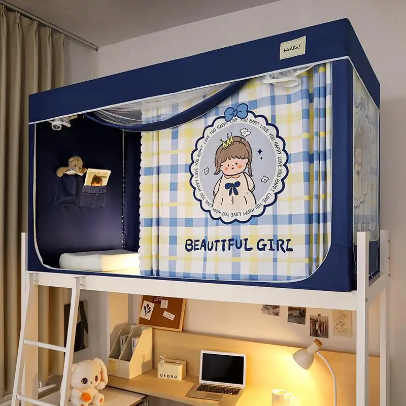 

Strong Light Blocking Bed Curtain Mosquito Net Dormitory Bunk Bed Single Integrated Dustproof Bedroom Canopy Bed Curtain Stand