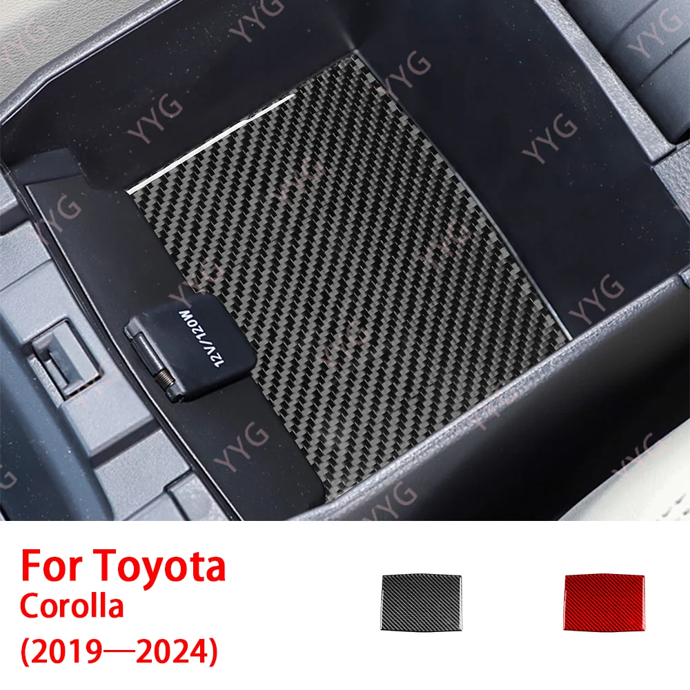 Carbon Fiber Armrest Storage Box Panel Car Interior Accessories Cover Trim Sticker Modification For Toyota Corolla 2019—2024