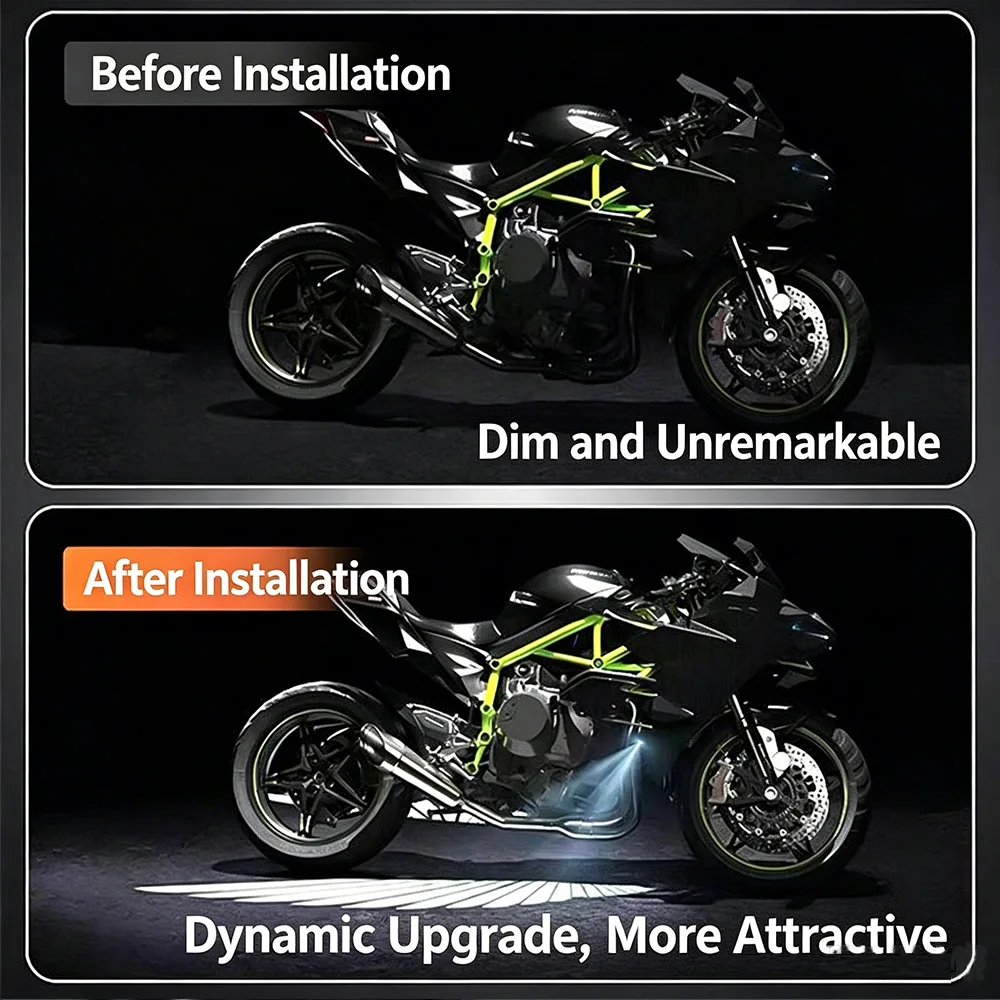 Motorcycle Angel Wings Welcome Light LED Underbody Projector Lamp Styling Atmosphere Lamp Durable Decor Lighting Parts for Motor