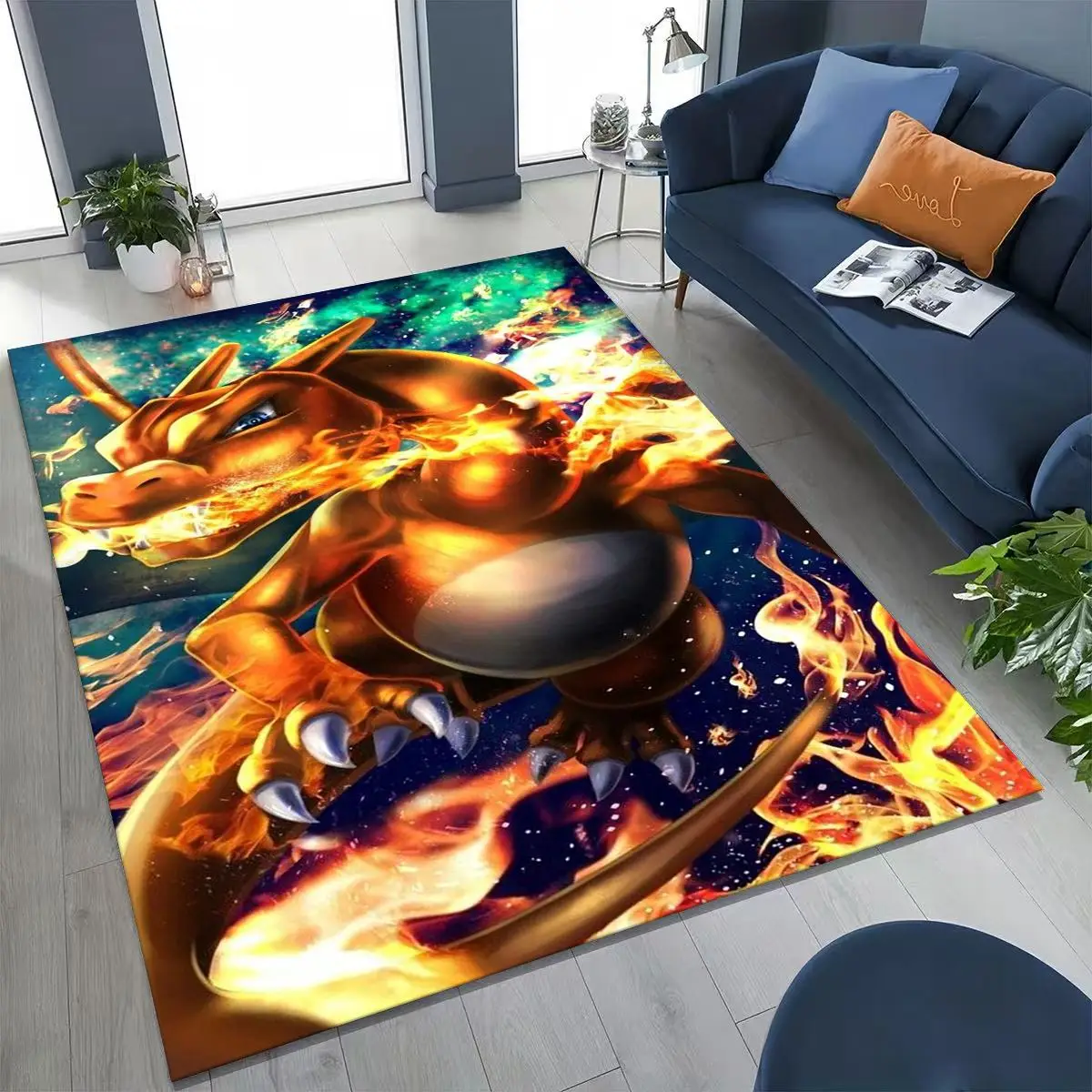 

27 Style Charizard Charmander Pokemon Cartoon Rug for Bedroom Living Room Sofa Home Doormat Decor,Larger Kids Non-slip Floor Mat