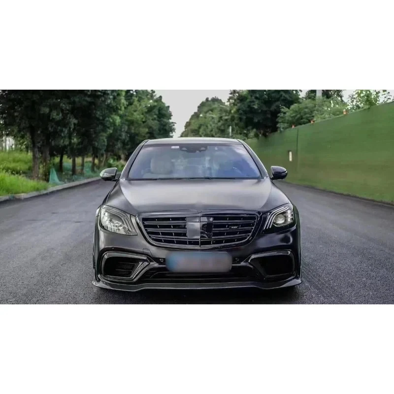 Sturdy B Style Carbon Fiber Front Lip For   S- Class W222 S63 2017-2020 Front Bumper Spoiler Lip