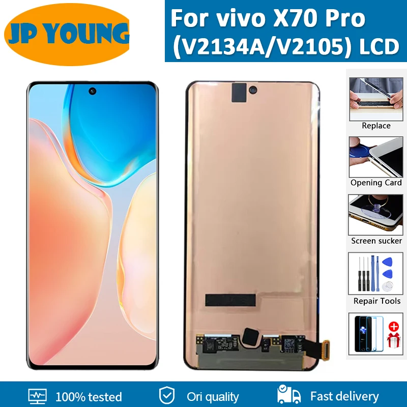 6.56''original AMOLED pro vivo X70 pro LCD displej dotek obrazovka digitizér spojování náhrada pro vivo x70pro V2134A V2105 LCD