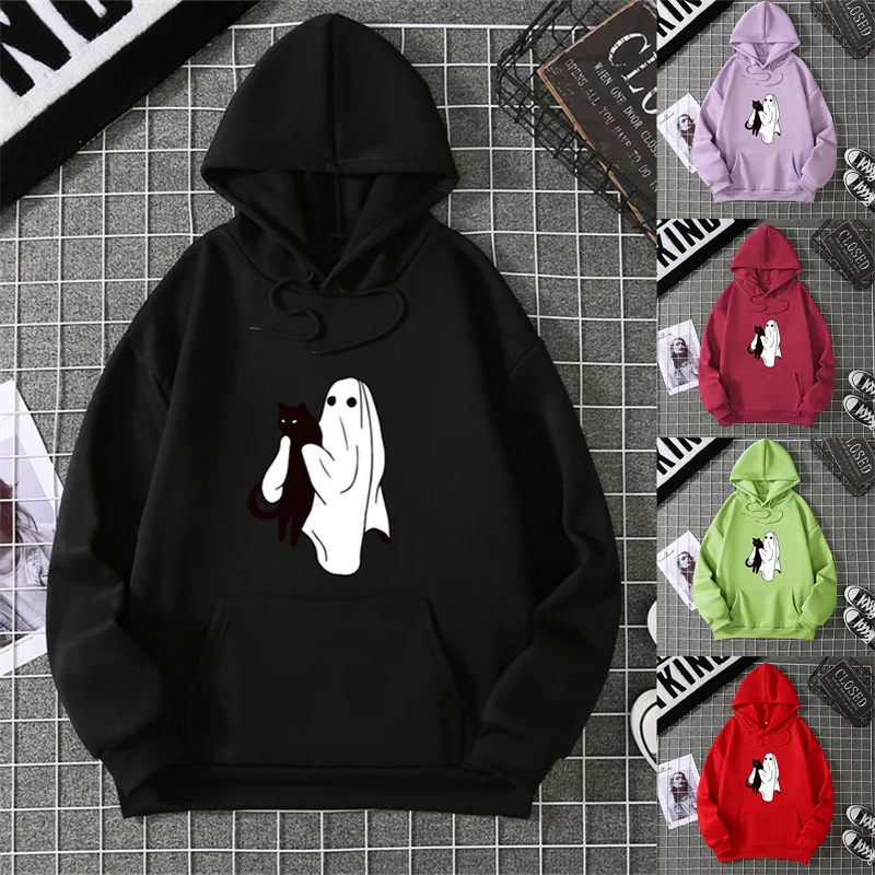 هالوين الطباعة الجرافيكية الخريف والشتاء القطن الخالص الرجال والنساء هوديس عارضة في الهواء الطلق الشارع الرياضة التدريب العلامة التجارية