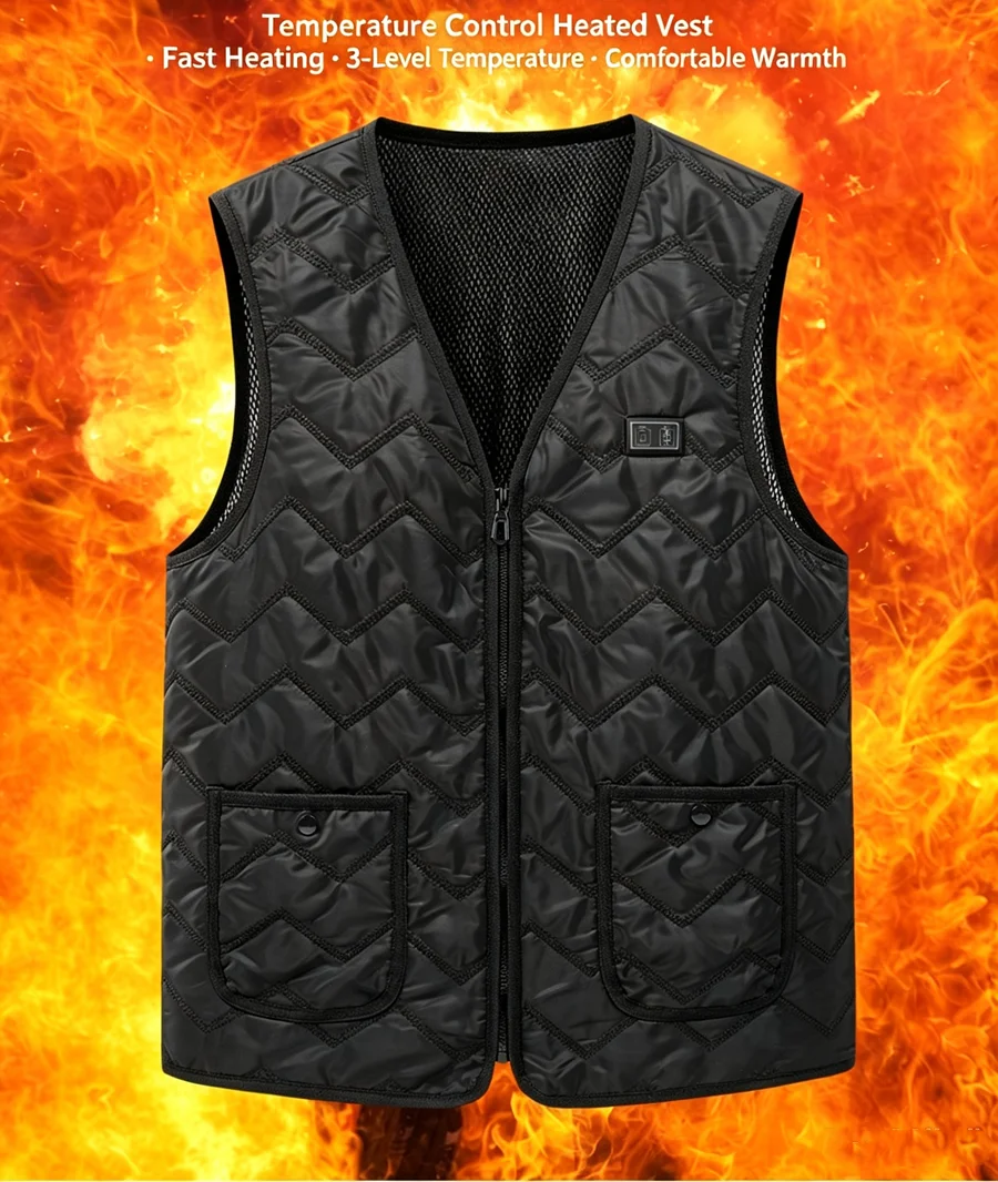 8 Heizzonen USB Elektrisch Beheizte Weste für Männer und Frauen 3-Stufen-Temperaturregelung Unisex Winter Warme Thermoweste für Outdoor-Aktivitäten – Detail 6