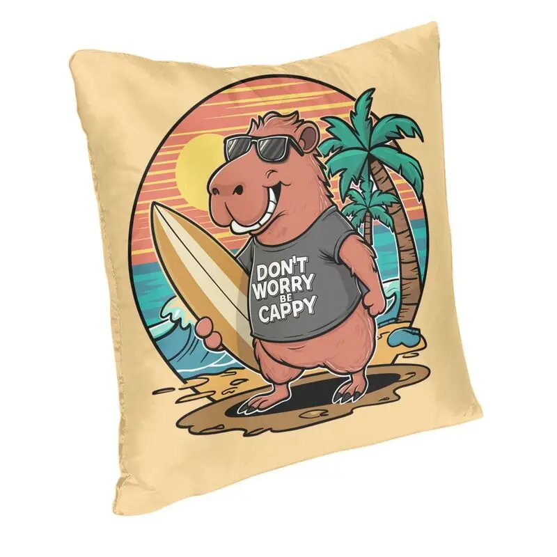 Custom Don't Worry Be Cappy Capybara Throw Pillow Cover Home Decorative 3D Double-sided Printing Cushion Cover for Living Room
