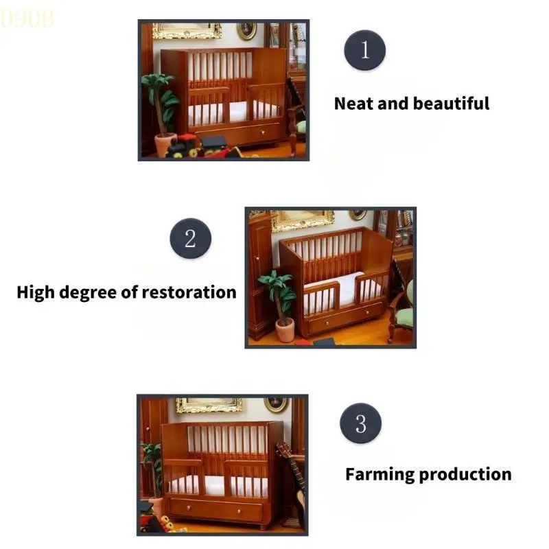 

090b кукольские домики деревянная кроватка 1:12 Модель модели малыша модель игрушки 1:12 Масштабная мебель