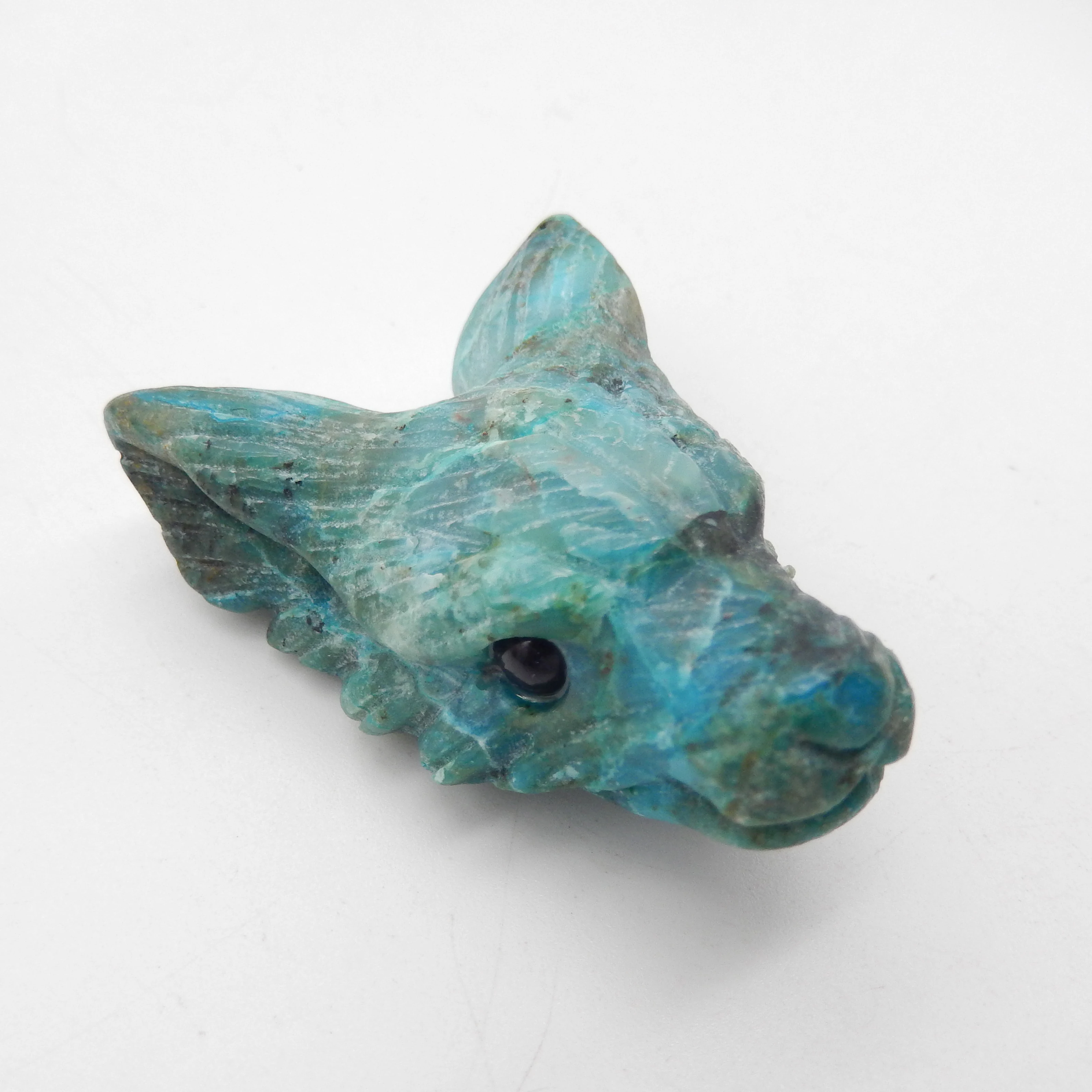 Natural Chrysocolla 46mm Hand Carved Wolf Head Pendant Bead ,Semiprecious Fashion Jewelry Necklace Accessories