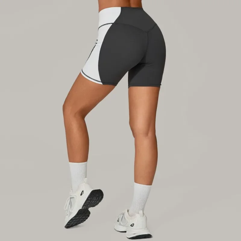 Women's Color Block Yoga Shorts - High-Waisted Quick-Dry Booty Lifting Running Outdoor Fitness Workout Shorts