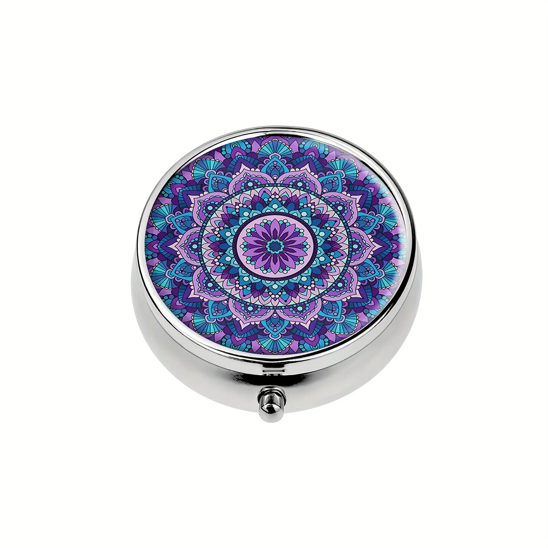 Mandala Inspired 3-Frame Medicine Kit - Compact,Decorative Portable Travel Medicine Organizer,Suitable for Wallet or Pocket