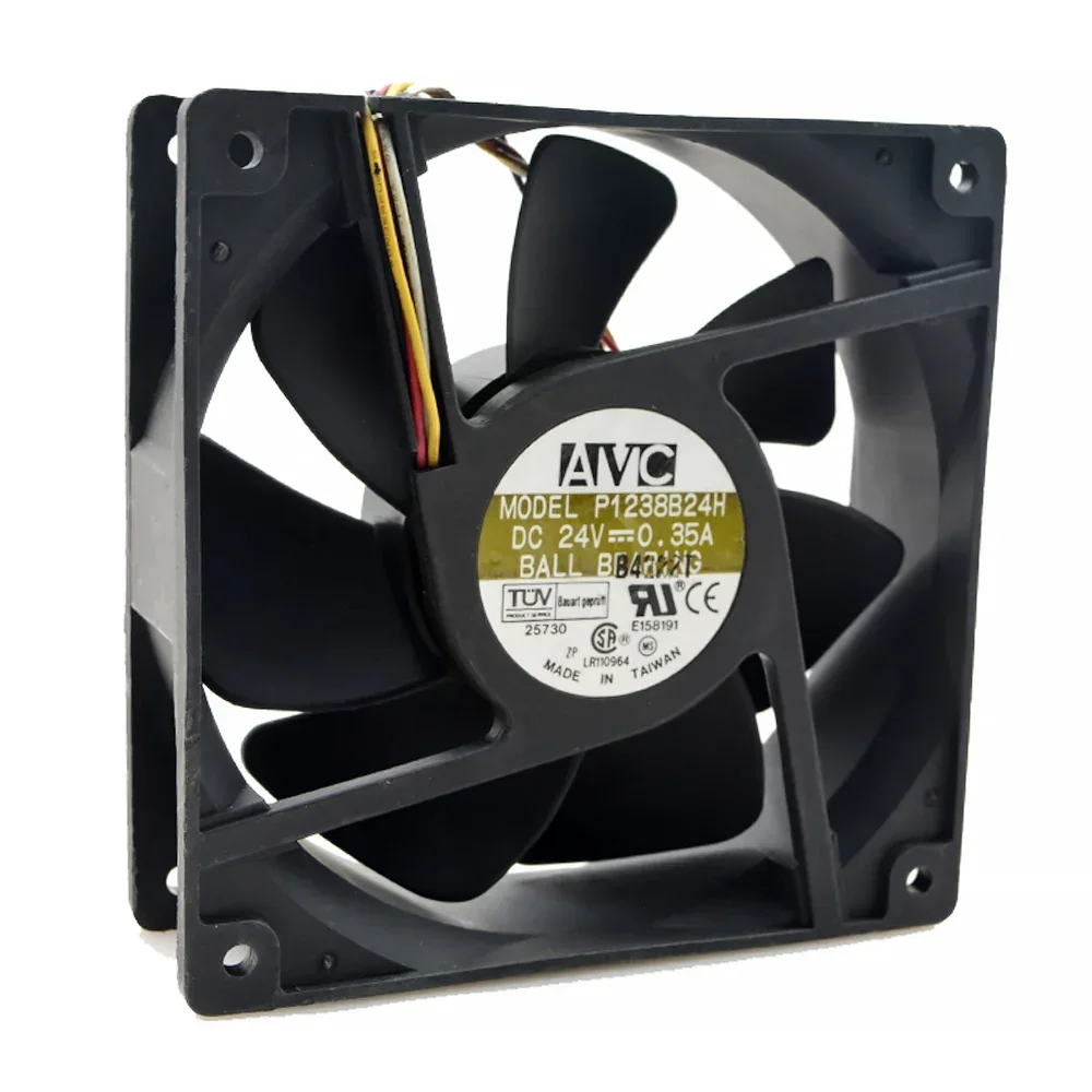 

+New 12cm For AVC 12038 120mm P1238B24H DC 24V 0.5A 4Wire 4-pin 120X120X38MM Computer Case CPU Cooler Cooling Fans