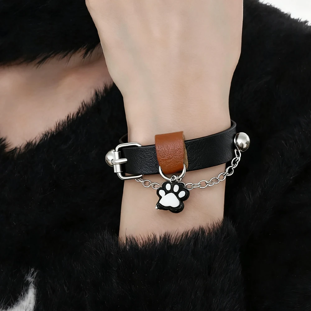 Fashion Punk Cat Paw Fringed Bell Bracelet Lolita Sweet Cool
