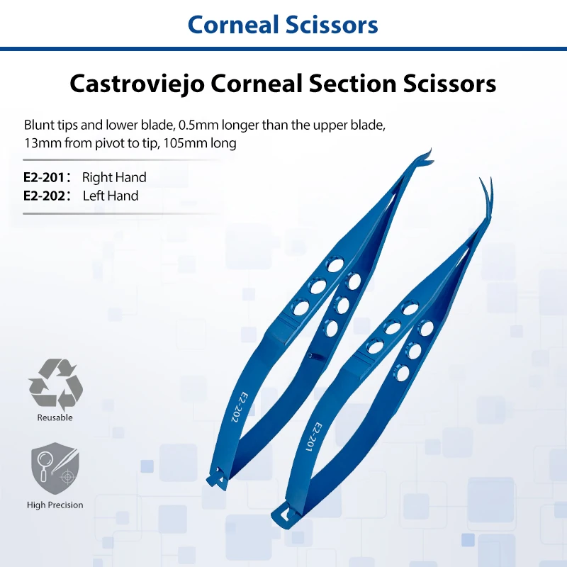 Titanium Alloy Castroviejo Corneal Section Scissors Sharp Tip Reusable Micro Ophthalmic Eye Operating Scissors