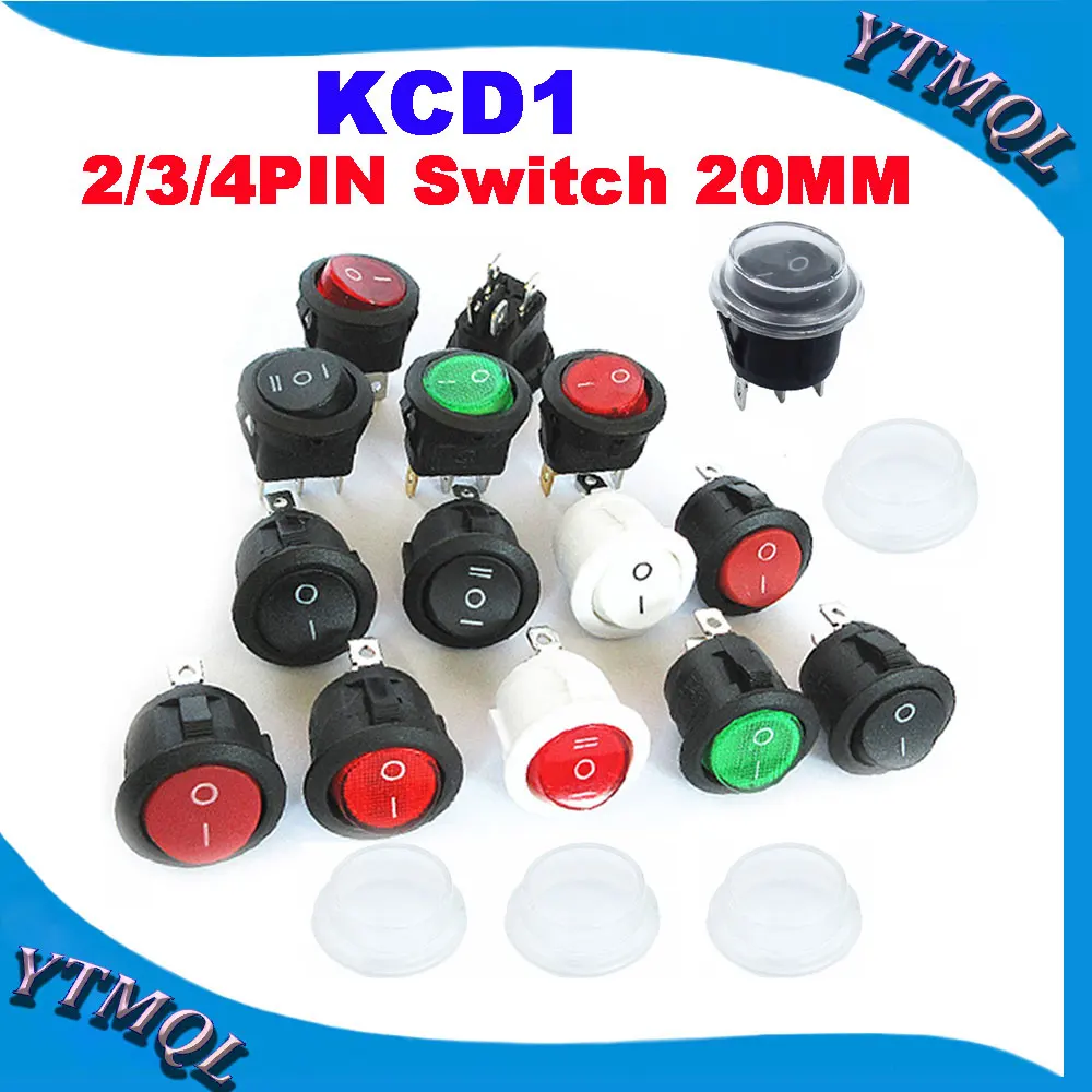 100Pcs ON/OFF Sakelar Rocker Bulat LED Diterangi Dasbor Mobil Dasbor Perahu Van 12V 24V / 6A 250V / 10A 125V 2/3/4PIN Switch