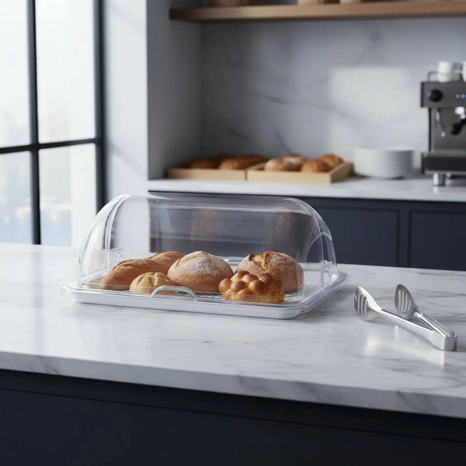 

Plastic Dome Cover Tray Transparent Serving Tray with Lid Pastry Serving Cover Easy to Clean Tableware Stable Base for Bakery