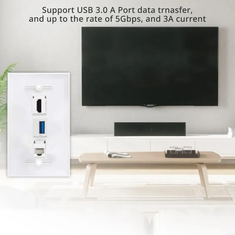 F92A USB CAT6 RJ45 Ethernet Faceplate per esperienza multimediale migliorata