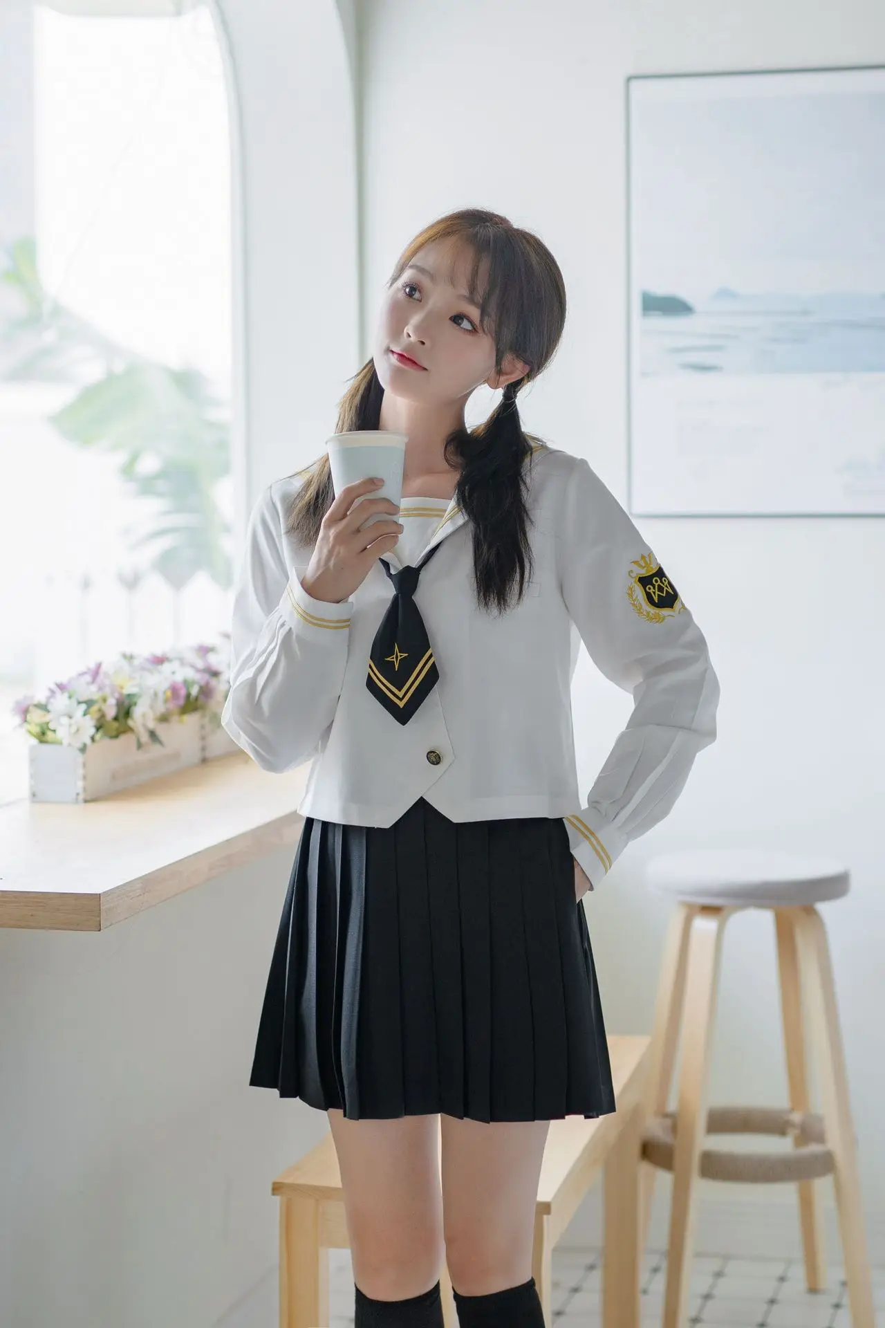 Women JK Uniform Orthodox Sailor Suit Embroidery Badge Genuine Japanese Student Girls Class School Uniform Set in Spring Autumn