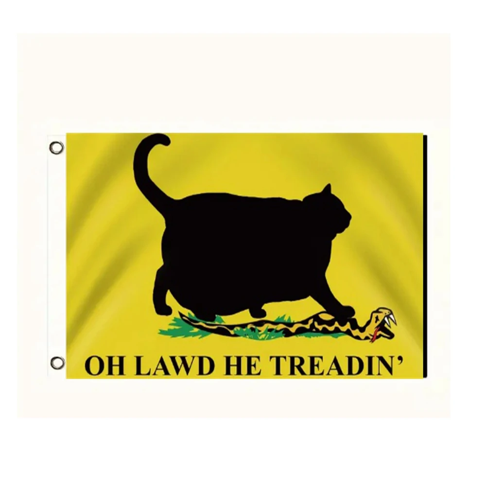 Funny Chubby Cat Flag 90x150cm - Humorous Outdoor Decor Polyester Double Stitched for Garden, Parties, Wall Hanging
