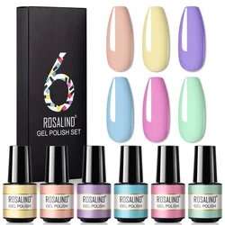 ROSALIND Nail Gel Polish Set For Manicure Nail Art Design Polish Lacquer Soak Off Semi Permanent UV Gel Hybrid Varnish 6PCS Kits