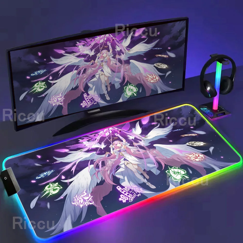RGB Mouse Pad Elysia Non-Slip Rubber Mousepads Game Player Notebook Computer Pad Desk Mat PC Carpet Honkai Impact 3 Mousepad XXL