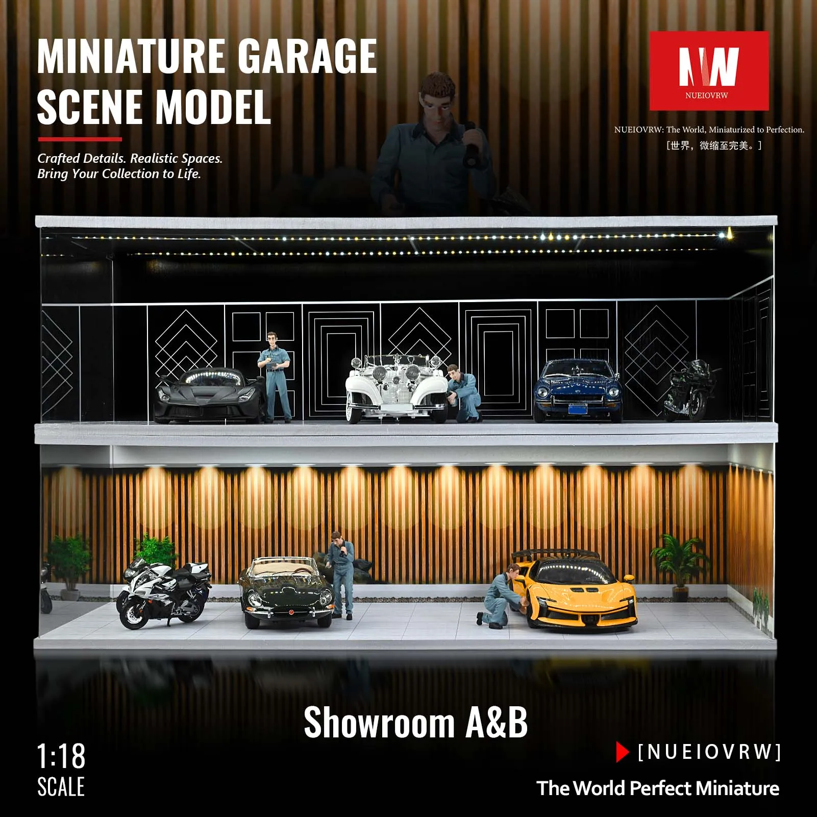 Diorama 1:18 City Parking Lot Scene Model, Garage Models with Various Assembly Methods,1/18 Die-cast Car Storage and Display Box
