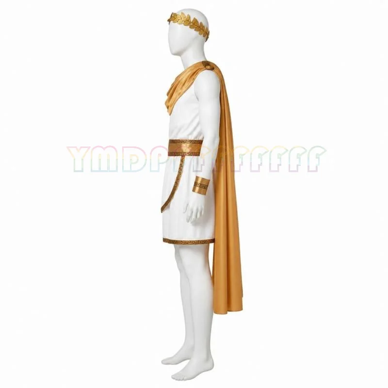 Spot Men's Greek Roman Zeus King Costume Warrior Apron Headwear Bracelet Robe Cloak Scepter Role Playing Performance Dress Hallo - view 3