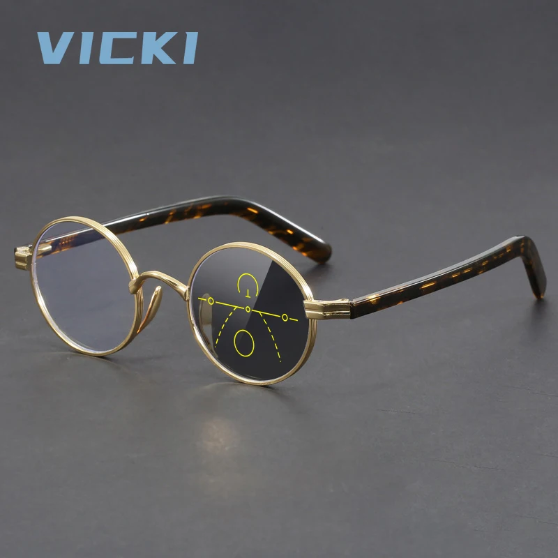 

VICKI Стильные мужские маленькие фотохромные очки в круглой оправе с защитой от синего света, персонализируемые мультифокальные очки по рецепту 1059