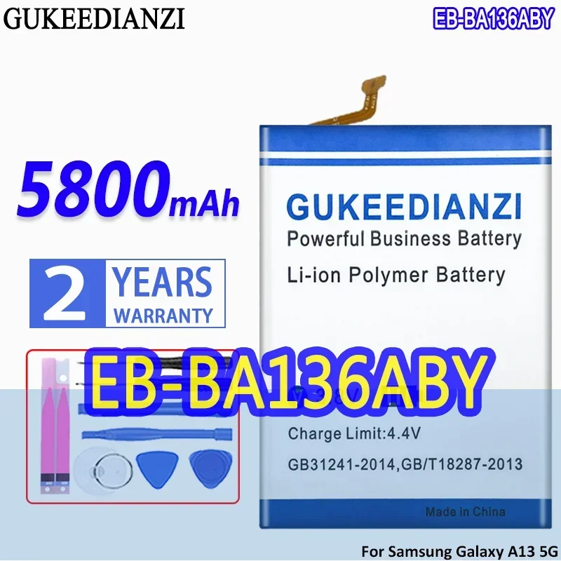 High Capacity GUKEEDIANZI Battery EB-BA136ABY 5800mAh For Samsung Galaxy A13 5G Mobile Phone Batteries