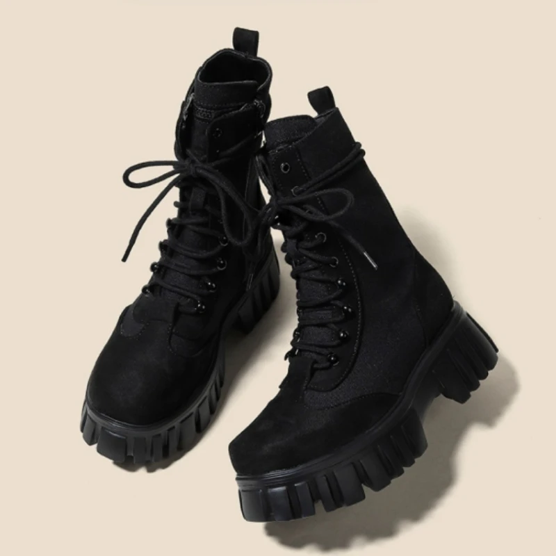 

Модные короткие ботинки на платформе со шнуровкой, женские зимние новые ботильоны высокого качества с круглым носком, повседневные нескользящие прогулочные ботинки на открытом воздухе