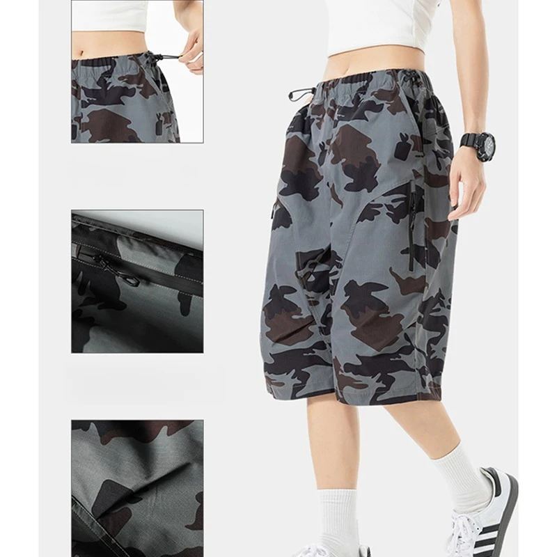 Woman Outdoor Hiking Camo Shorts - Quick Dry, Multi-Pocket, UPF50+ Sun Protection & Water-Resistant Fabric  Unisex
