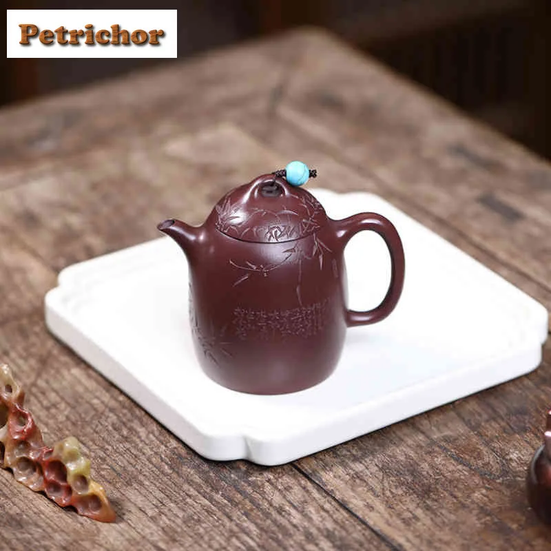 140ml Aesthetic Yixing Purple Clay Teapots Handmade Qin Quan Pot Raw Ore Iron Blood Red Sand Kettle With Filter Zisha Tea Set