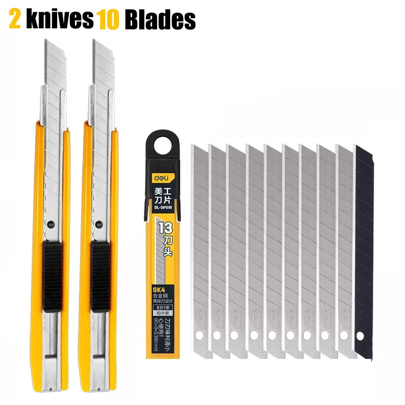 Utility Knife Blades Replaceable Set Retractable Utility Knife 9MM Wide Snap-Off Blades for Cutting Box/Wrapping/Cardboard