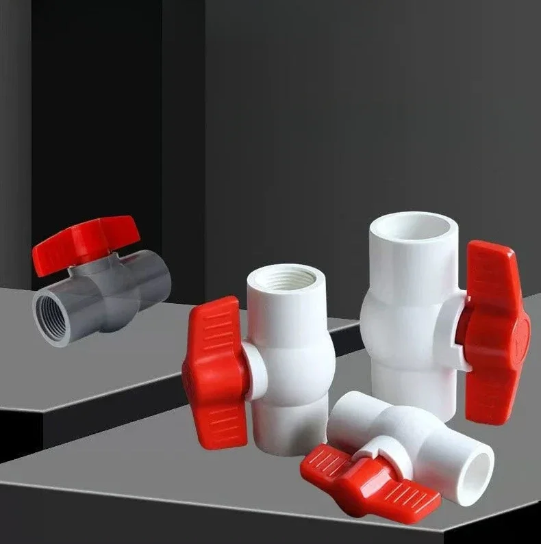 1PC ID 20/25/32/40/50/63mm Ball Valve Grey/White PVC Material Garden Water Pipe Fittings Valve Switch Connection Adapter