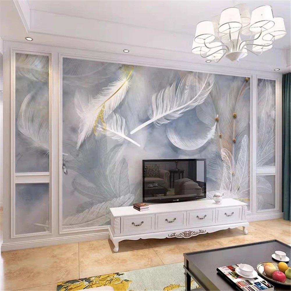 Custom Papel De Parede 3D Photo Wallpaper Feather Mural Modern Bedroom wallpapers Living Room Sofa TV Background Art  wall paper